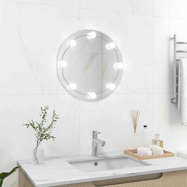 vidaXL Wall Mirror with LED Lighting Round Glass