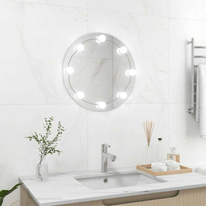 vidaXL Wall Mirror with LED Lighting Round Glass