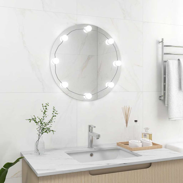 vidaXL Wall Mirror with LED Lighting Round Glass