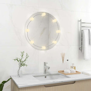 vidaXL Wall Mirror with LED Lighting Round Glass
