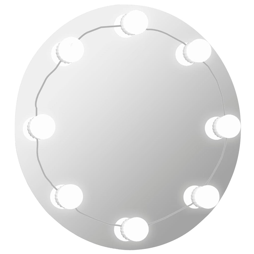 vidaXL Wall Mirror with LED Lighting Round Glass