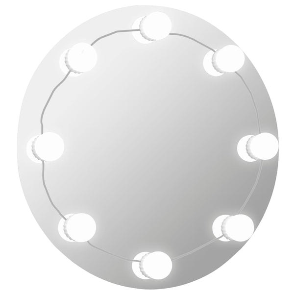 vidaXL Wall Mirror with LED Lighting Round Glass