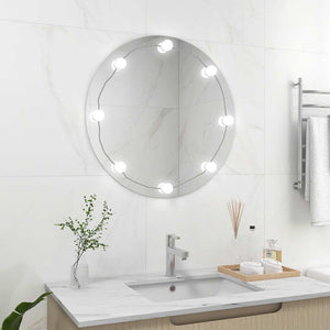 vidaXL Wall Mirror with LED Lighting Round Glass