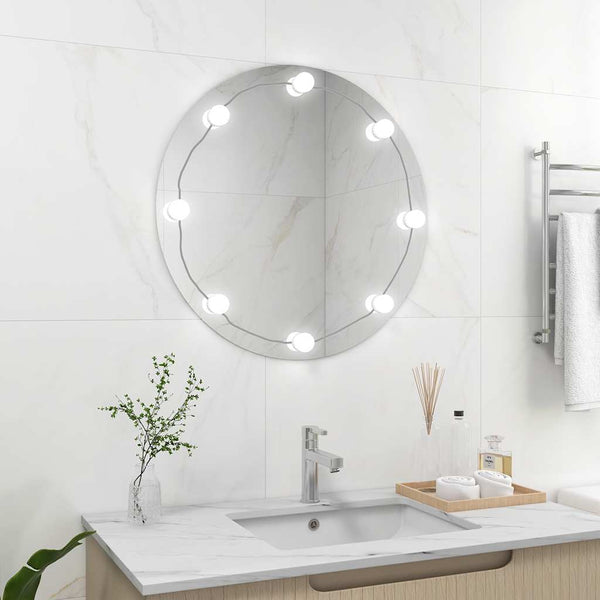 vidaXL Wall Mirror with LED Lighting Round Glass