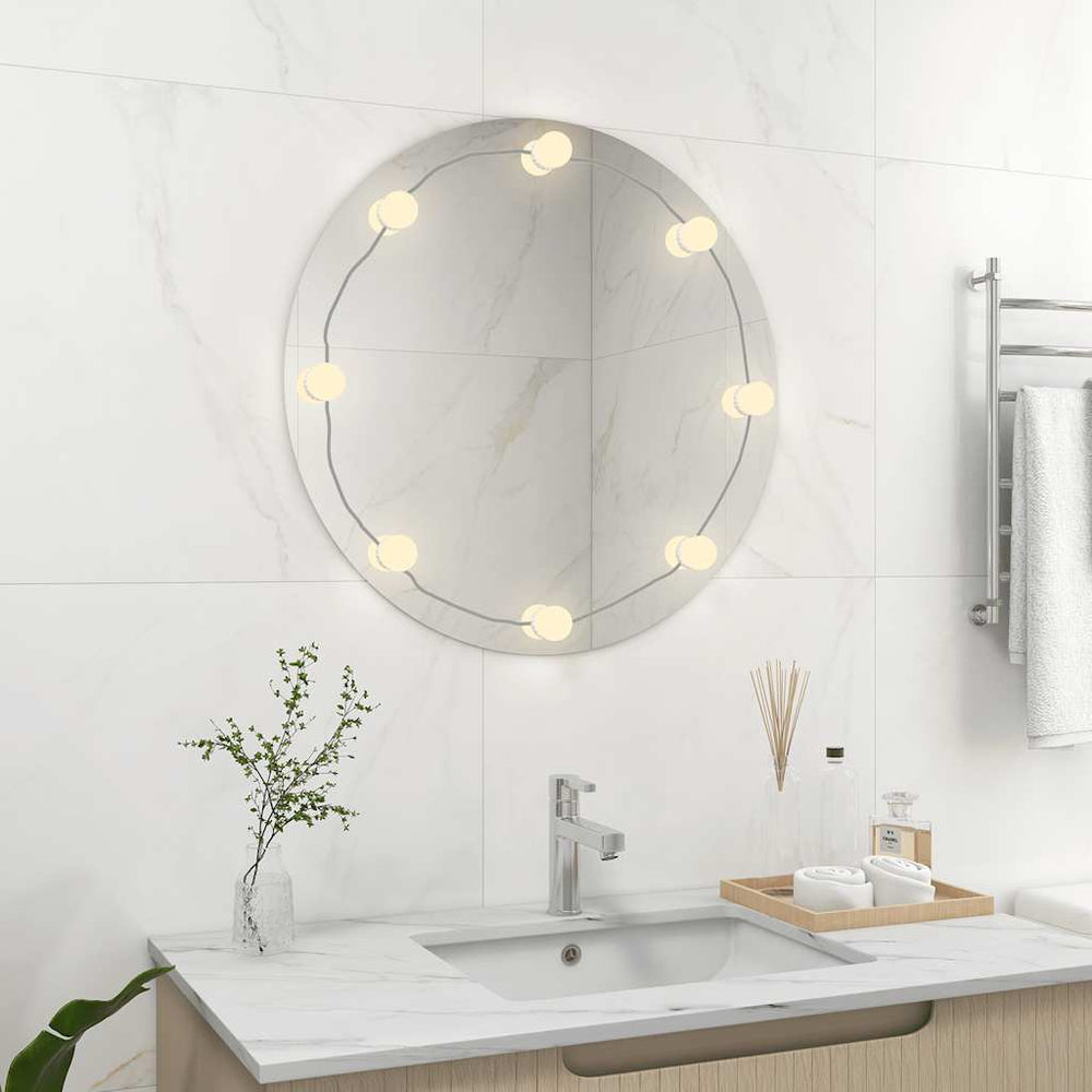 vidaXL Wall Mirror with LED Lighting Round Glass