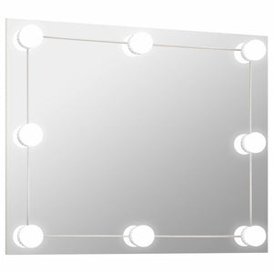 vidaXL Frameless Wall Mirror with LED Lighting Rectangular Glass