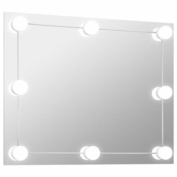 vidaXL Frameless Wall Mirror with LED Lighting Rectangular Glass