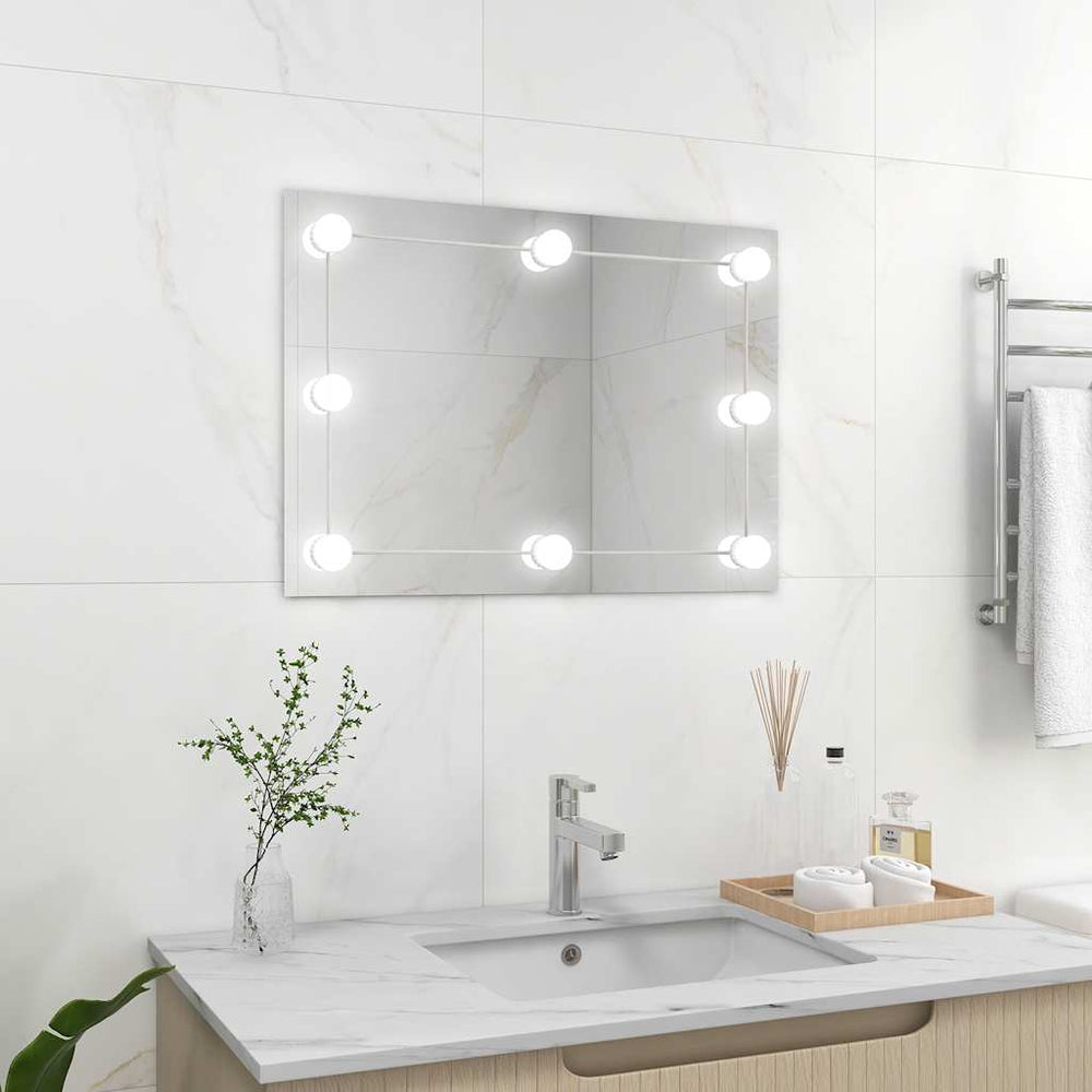 vidaXL Frameless Wall Mirror with LED Lighting Rectangular Glass