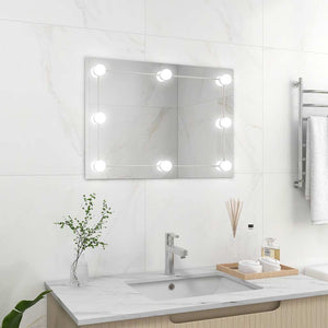 vidaXL Frameless Wall Mirror with LED Lighting Rectangular Glass
