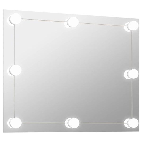 vidaXL Frameless Wall Mirror with LED Lighting Rectangular Glass