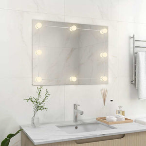 vidaXL Frameless Wall Mirror with LED Lighting Rectangular Glass