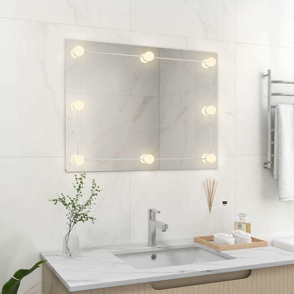 vidaXL Frameless Wall Mirror with LED Lighting Rectangular Glass