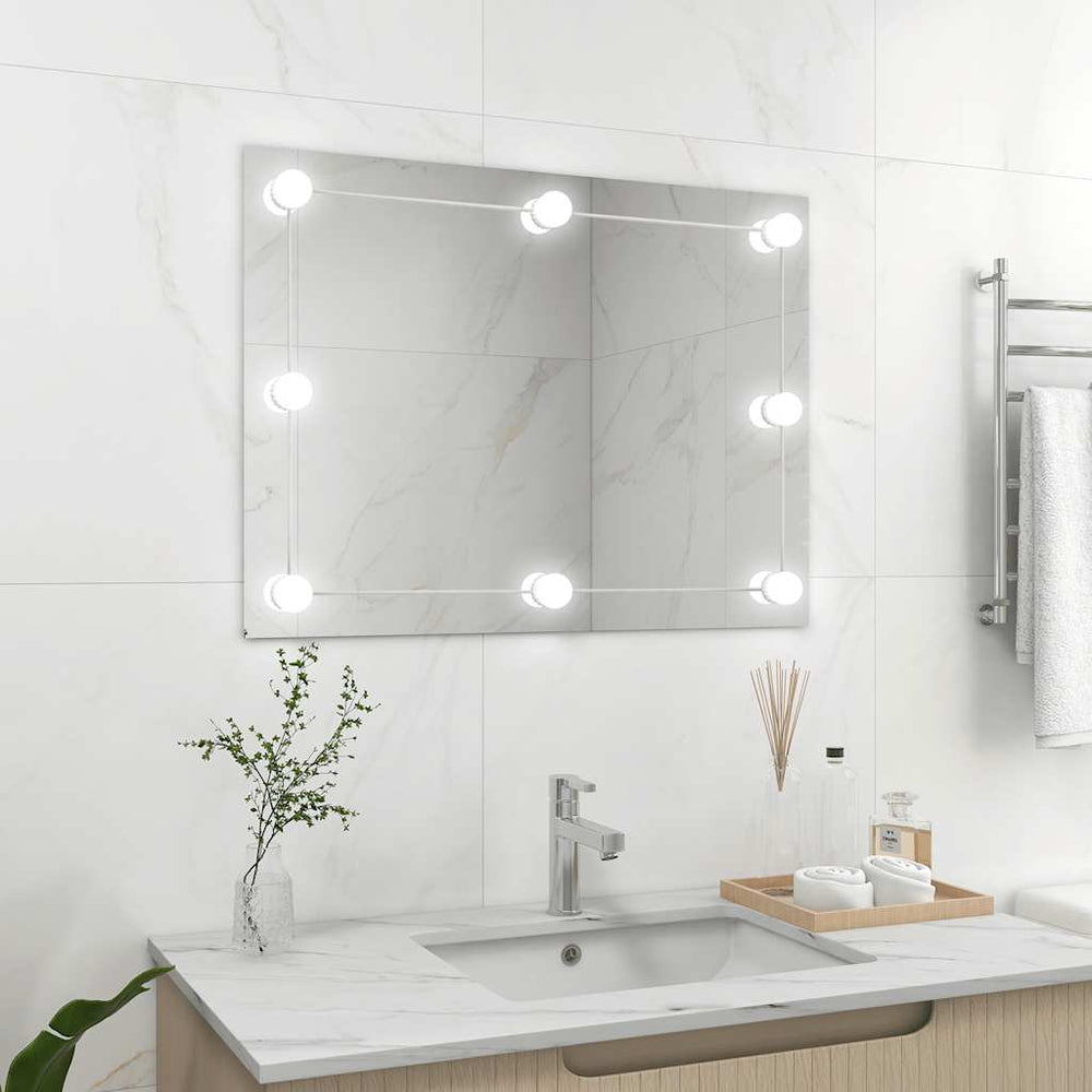 vidaXL Frameless Wall Mirror with LED Lighting Rectangular Glass