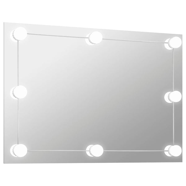 vidaXL Frameless Wall Mirror with LED Lighting Rectangular Glass