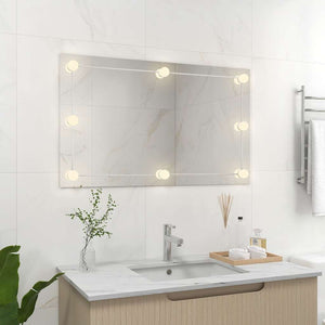 vidaXL Frameless Wall Mirror with LED Lighting Rectangular Glass