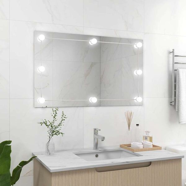 vidaXL Frameless Wall Mirror with LED Lighting Rectangular Glass