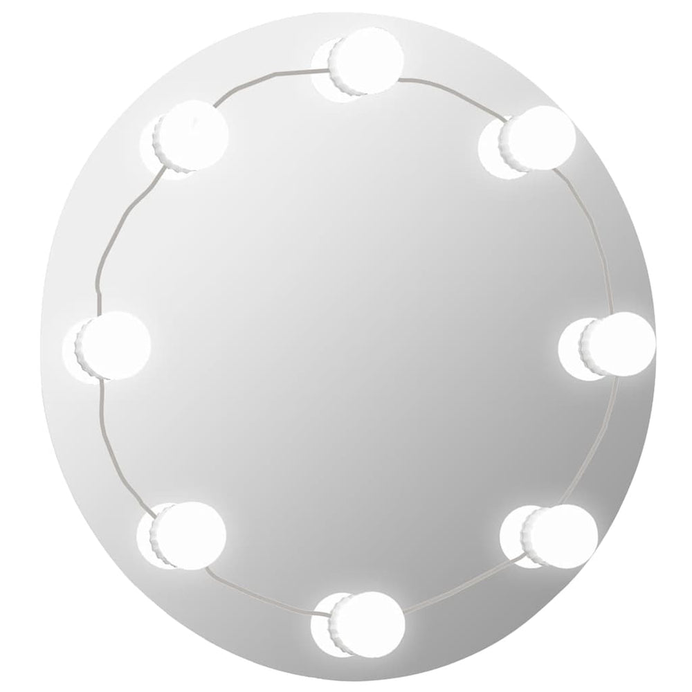 vidaXL Frameless Round Wall Mirror with LED Lighting Glass