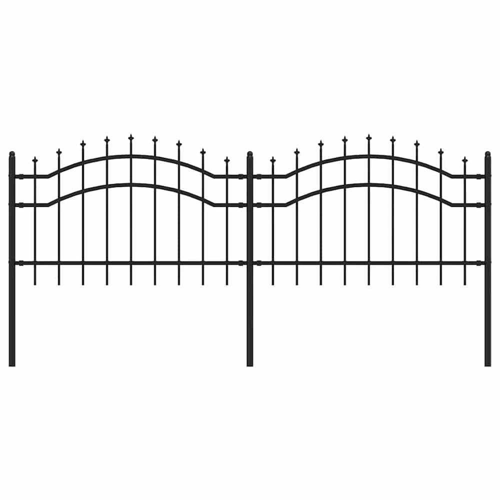 vidaXL Woerden Garden Fence with Spear Top Black 240 x 75 cm Steel