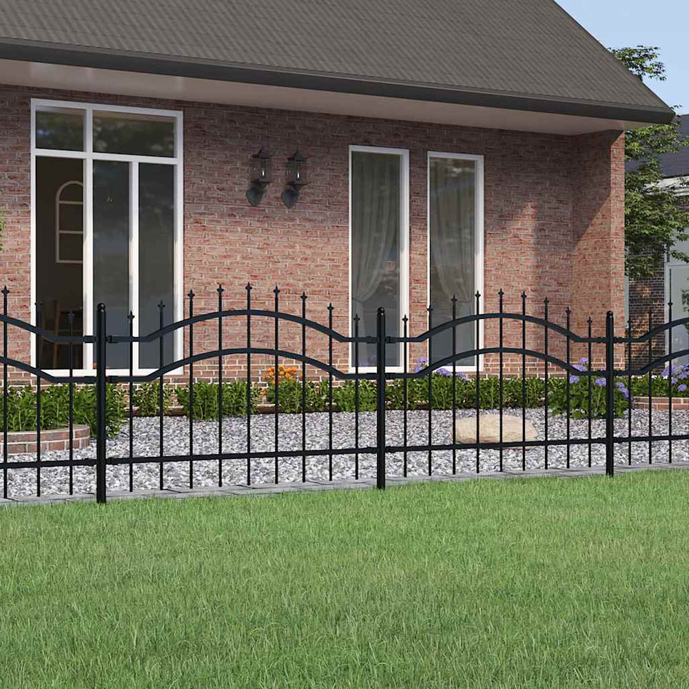 vidaXL Woerden Garden Fence with Spear Top Black 240 x 75 cm Steel