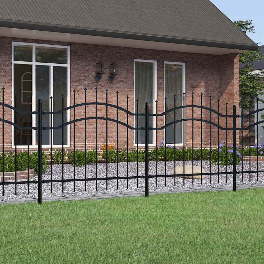 vidaXL Garden Fence Woerden with Spear Top Black 240 x 100 cm Steel