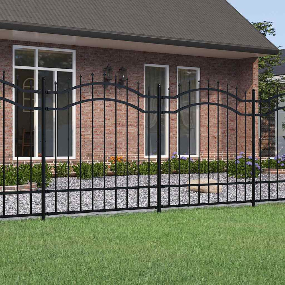 vidaXL Garden Fence Woerden with Spear Top Black 240 x 125 cm Steel