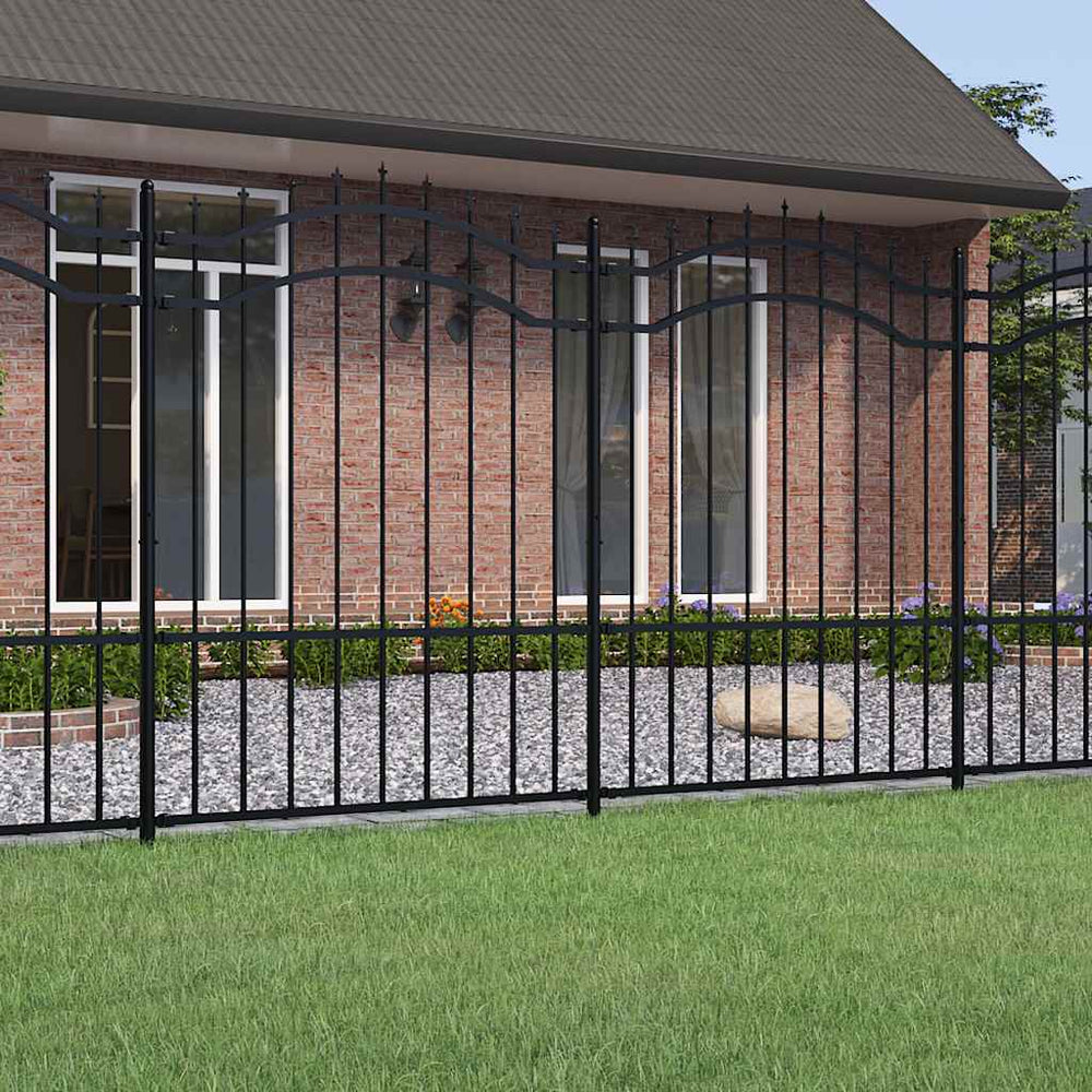 vidaXL Garden Fence Woerden with Spear Top Black 240 x 150 cm Steel