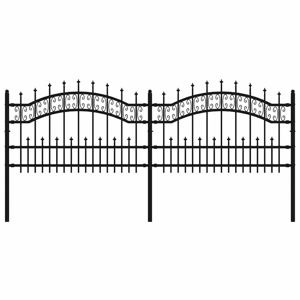 vidaXL Garden Fence KAMPEN with Spear Top Black 240 x 75 cm Steel