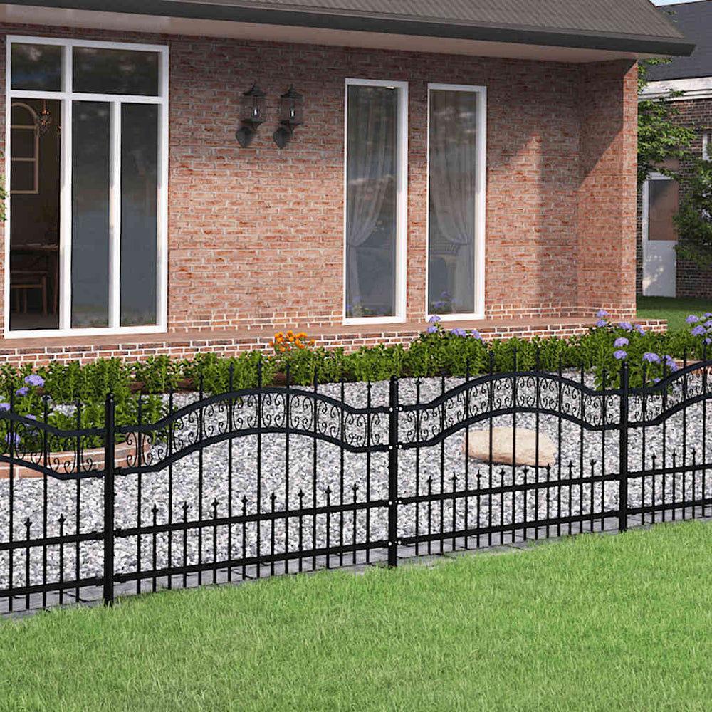 vidaXL Garden Fence KAMPEN with Spear Top Black 240 x 75 cm Steel