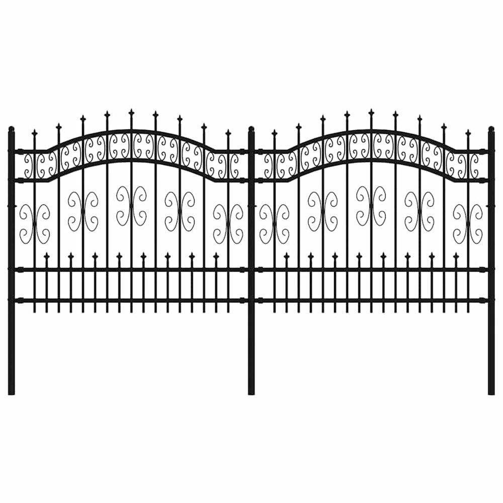 vidaXL Garden Fence KAMPEN with Spear Top Black 240 x 100 cm Steel