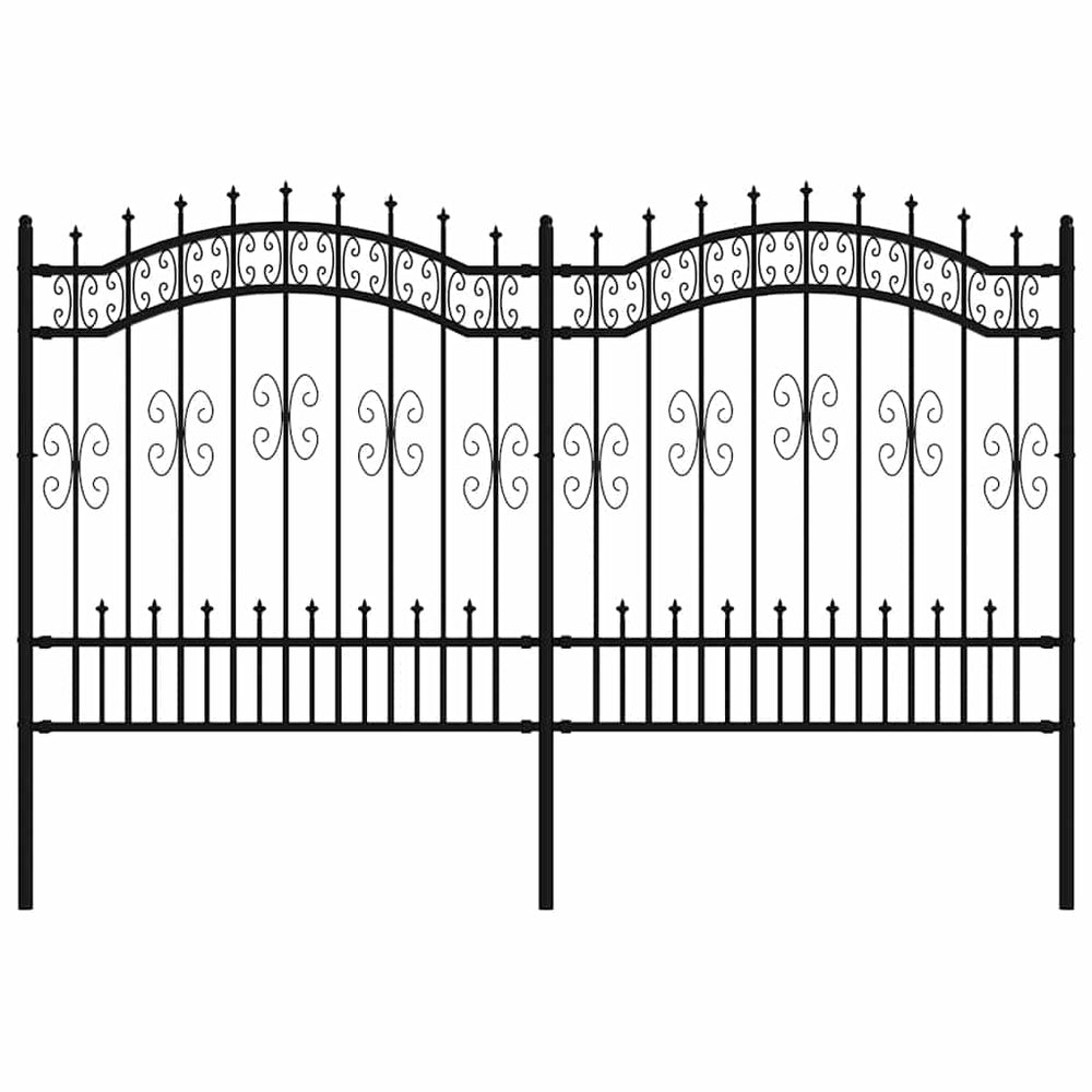 vidaXL Garden Fence KAMPEN with Spear Top Black 240 x 125 cm Steel