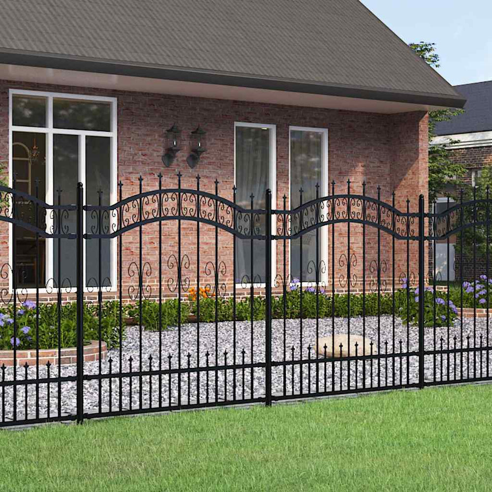 vidaXL Garden Fence KAMPEN with Spear Top Black 240 x 125 cm Steel