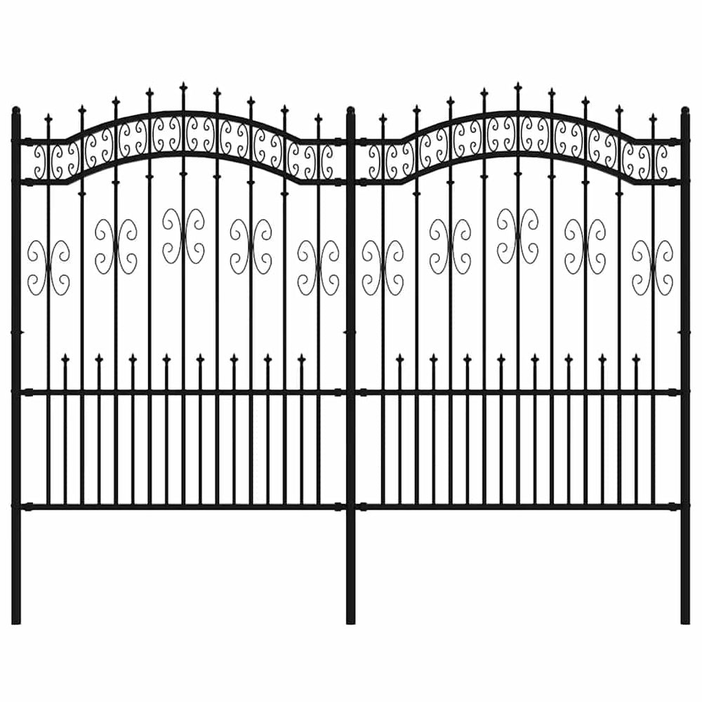 vidaXL Garden Fence KAMPEN with Spear Top Black 240 x 150 cm Steel