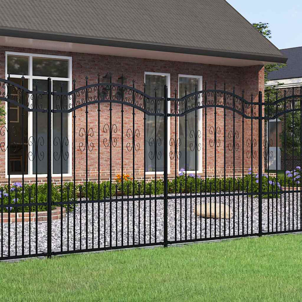 vidaXL Garden Fence KAMPEN with Spear Top Black 240 x 150 cm Steel