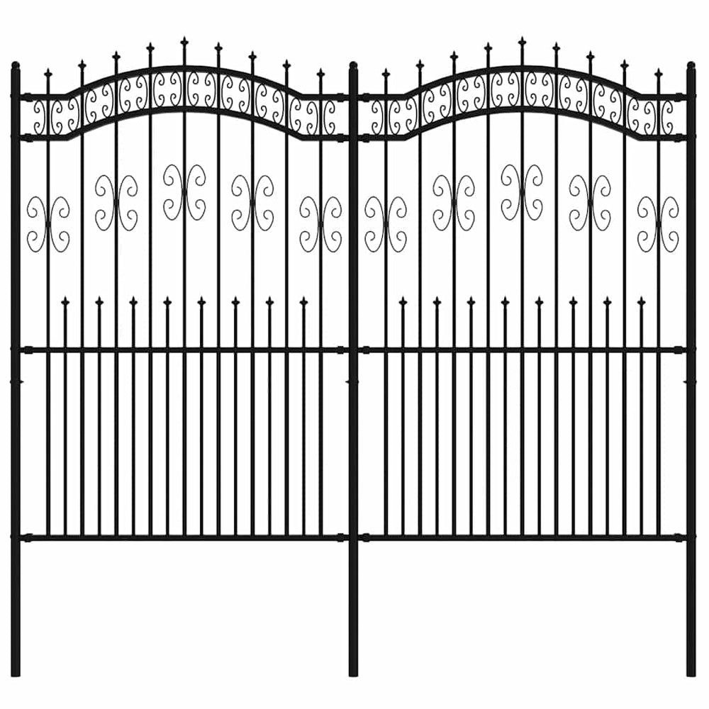 vidaXL Garden Fence KAMPEN with Spear Top Black 240 x 175 cm Steel