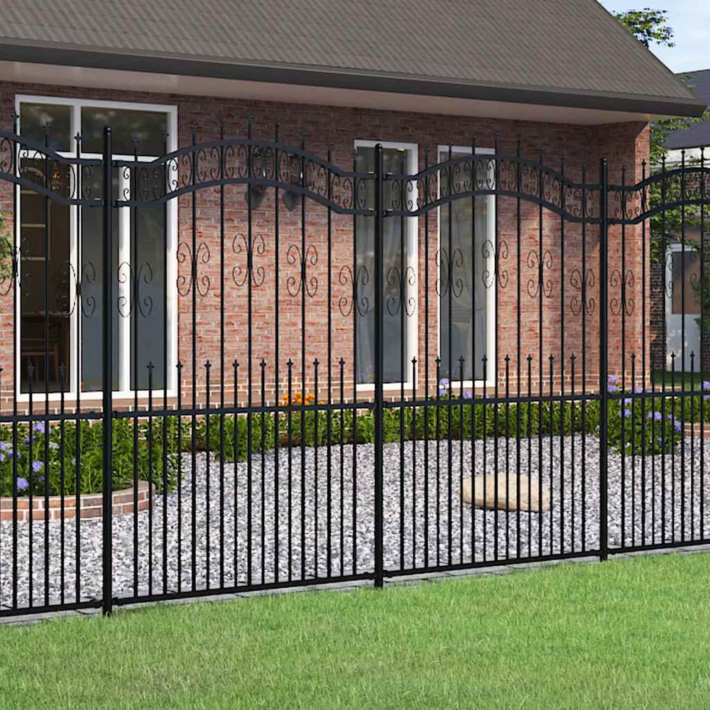 vidaXL Garden Fence KAMPEN with Spear Top Black 240 x 175 cm Steel