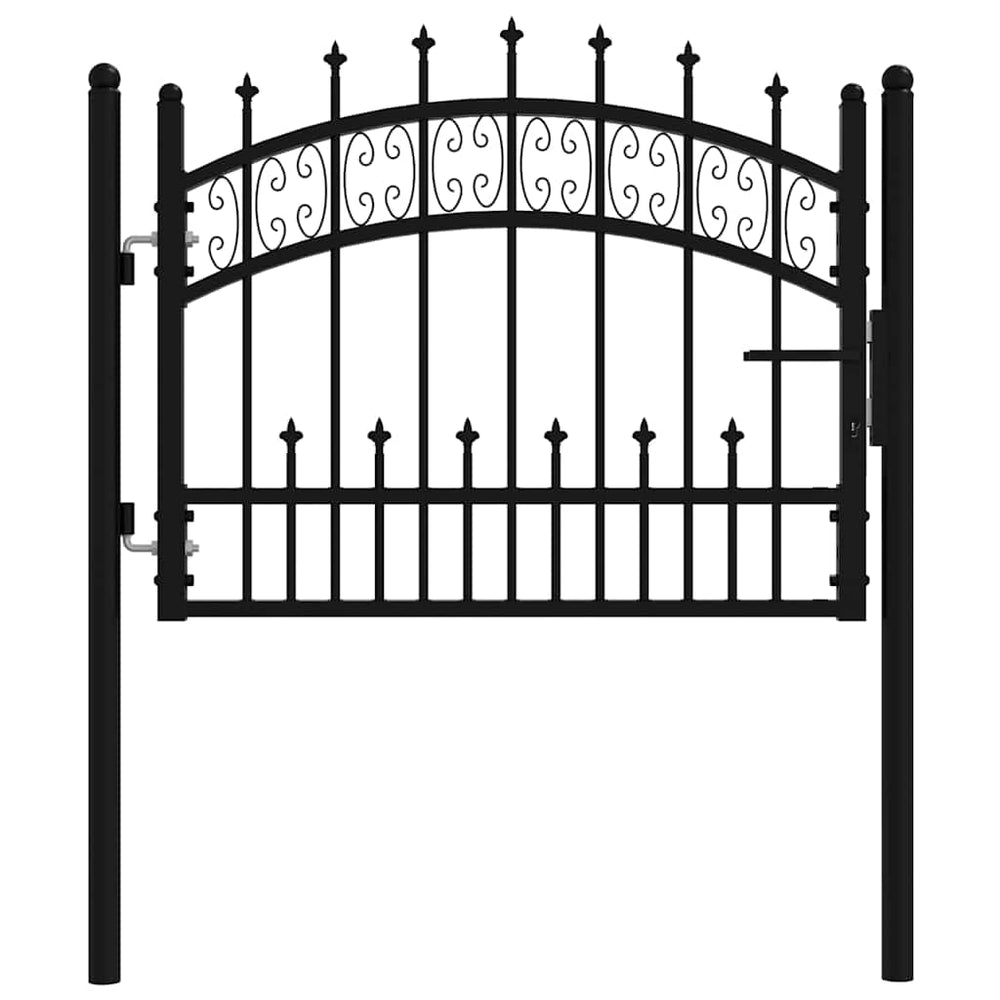 vidaXL KAMPEN Garden Gate with Spear Top Black 103 x 75 cm Steel