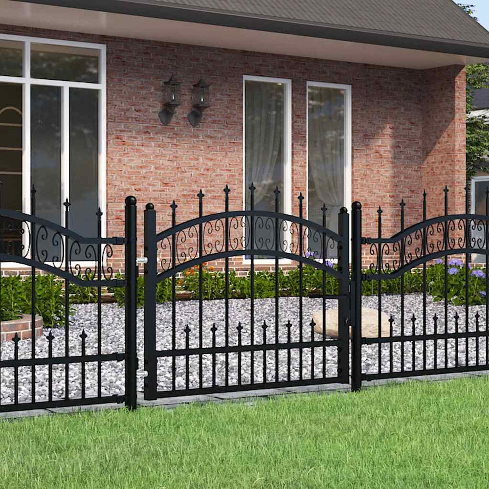 vidaXL KAMPEN Garden Gate with Spear Top Black 103 x 75 cm Steel
