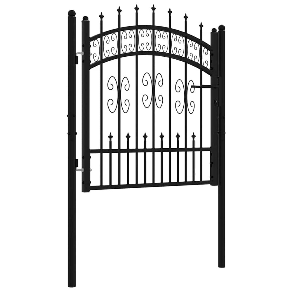 vidaXL KAMPEN Garden Gate with Spear Top Black 103 x 100 cm Steel