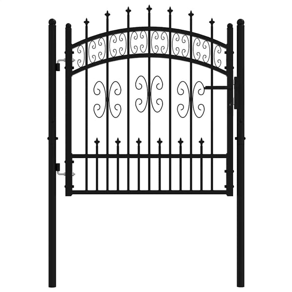 vidaXL KAMPEN Garden Gate with Spear Top Black 103 x 100 cm Steel