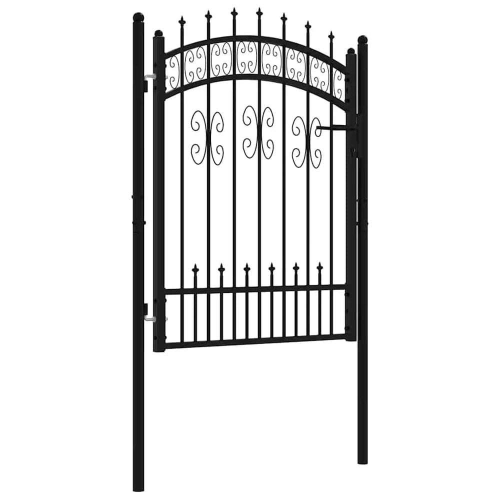 vidaXL Garden Gate KAMPEN with Spear Top Black 103 x 125 cm Steel