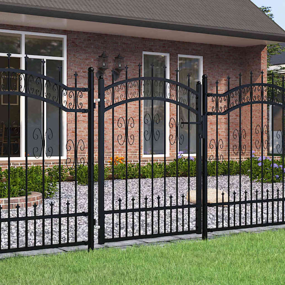 vidaXL Garden Gate KAMPEN with Spear Top Black 103 x 125 cm Steel
