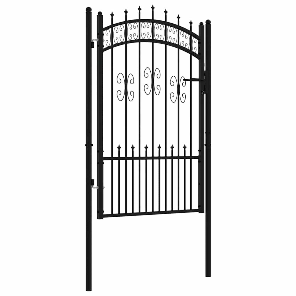 vidaXL KAMPEN Garden Gate with Spear Top Black 103 x 150 cm Steel