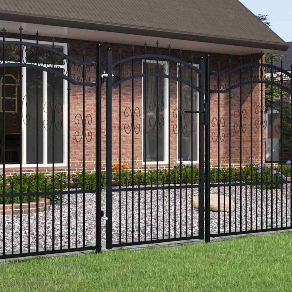 vidaXL KAMPEN Garden Gate with Spear Top Black 103 x 150 cm Steel