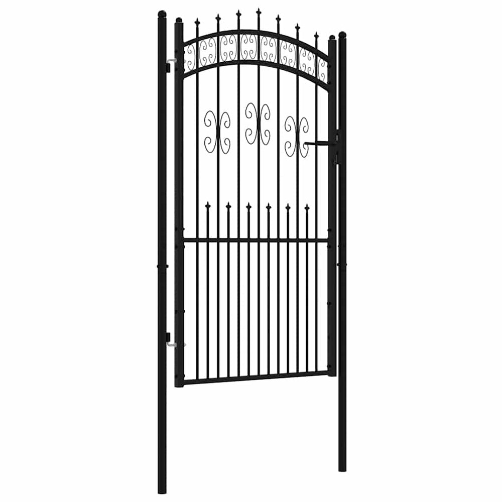 vidaXL KAMPEN Garden Gate with Spear Top Black 103 x 175 cm Steel