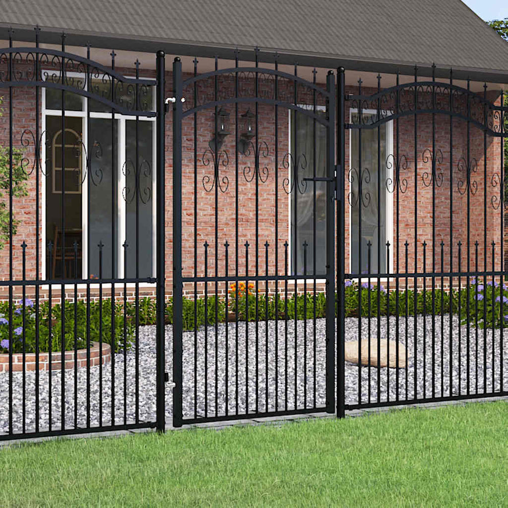 vidaXL KAMPEN Garden Gate with Spear Top Black 103 x 175 cm Steel