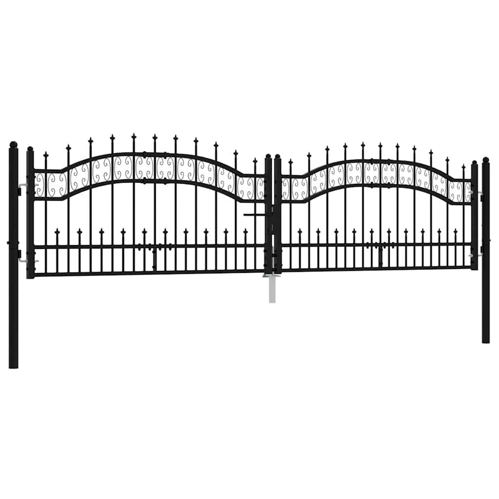 vidaXL KAMPEN Garden Gate with Spear Top Black 302 x 78 cm Steel