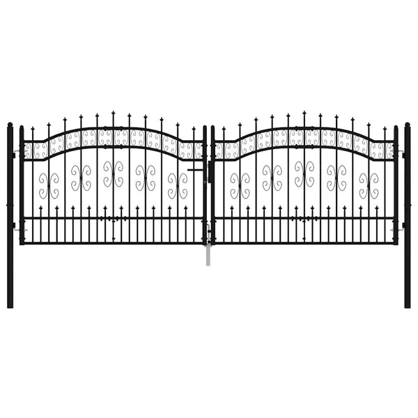 vidaXL Garden Gate KAMPEN with Spear Top Black 302 x 100 cm Steel