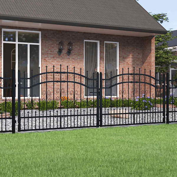 vidaXL Garden Gate KAMPEN with Spear Top Black 302 x 100 cm Steel