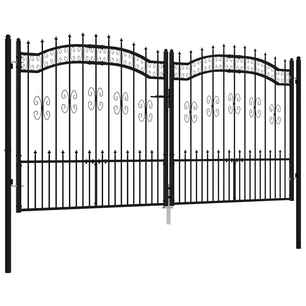 vidaXL KAMPEN Garden Gate with Spear Top Black 302 x 150 cm Steel