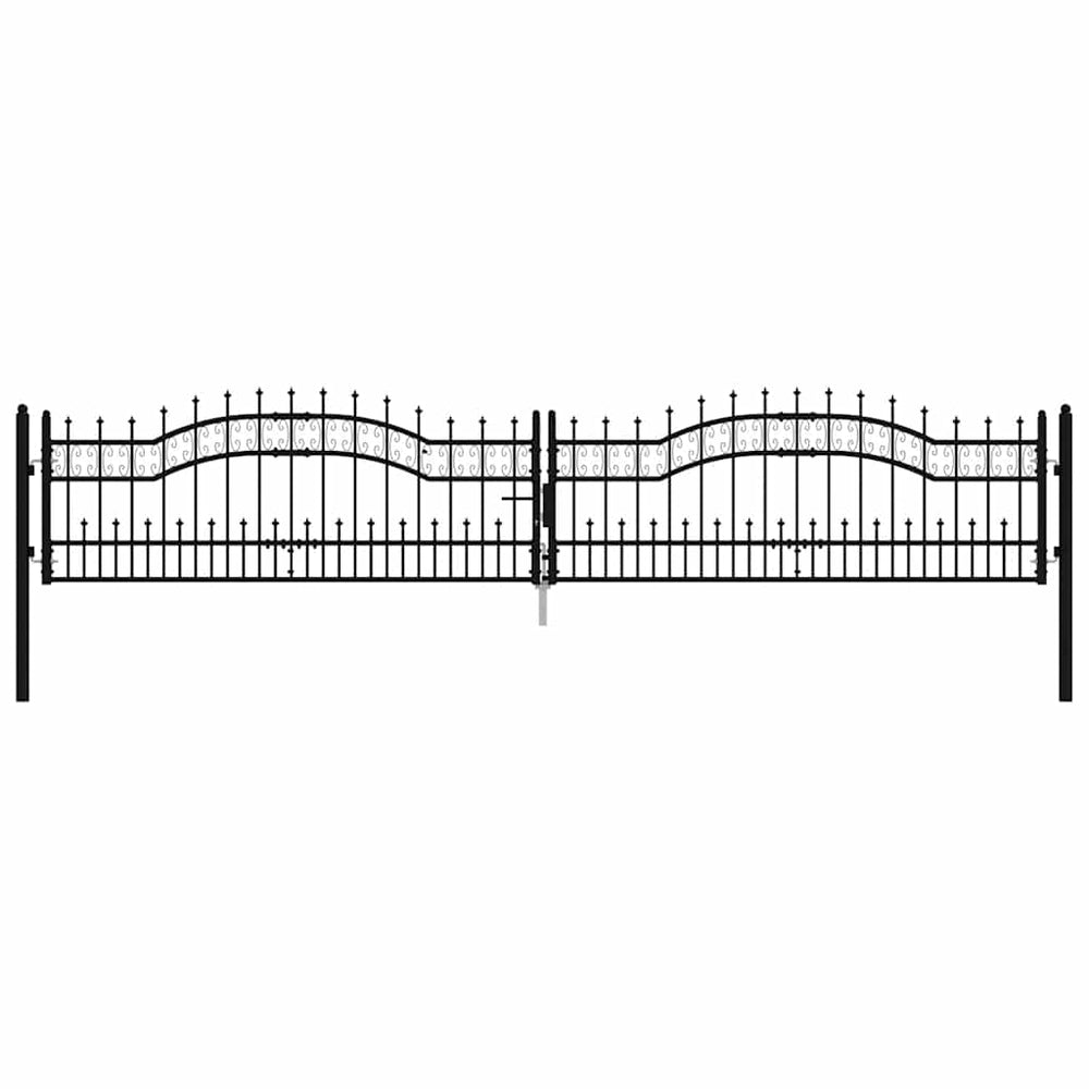 vidaXL KAMPEN Garden Gate with Spear Top Black 394.5 x 78 cm Steel